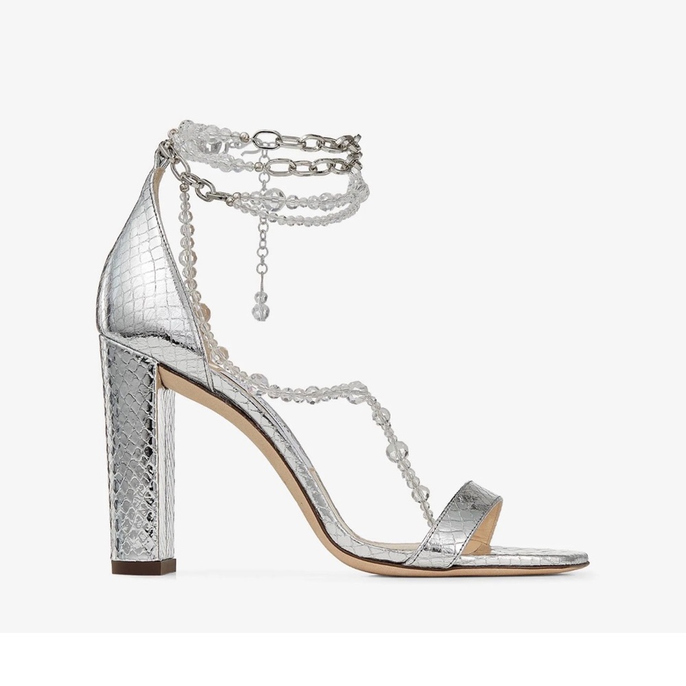 Jimmy Choo Silver Textured Heels